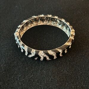 Ann Taylor Silver and Black Zebra Patterned Bracelet